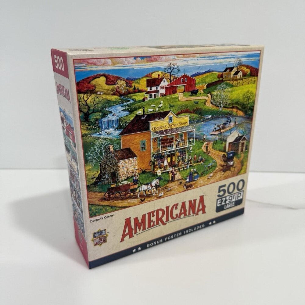 The Art Of Bob Pettes Cooper's Cornerstone 500 PC Puzzle EZ Grip w/Poster NEW‎